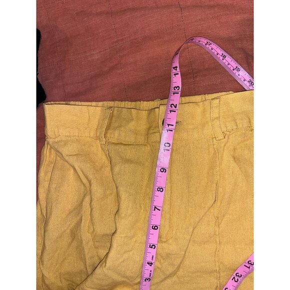 Joie Yellow Pleated Linen Elastic Waist Wide-Leg Cropped Pants Women's Size 28 - Picture 4 of 8